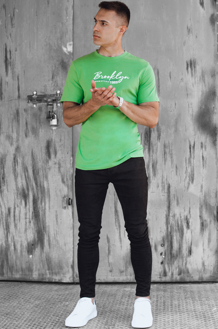 Bedrucktes grünes Herren-T-Shirt Dstreet RX5405