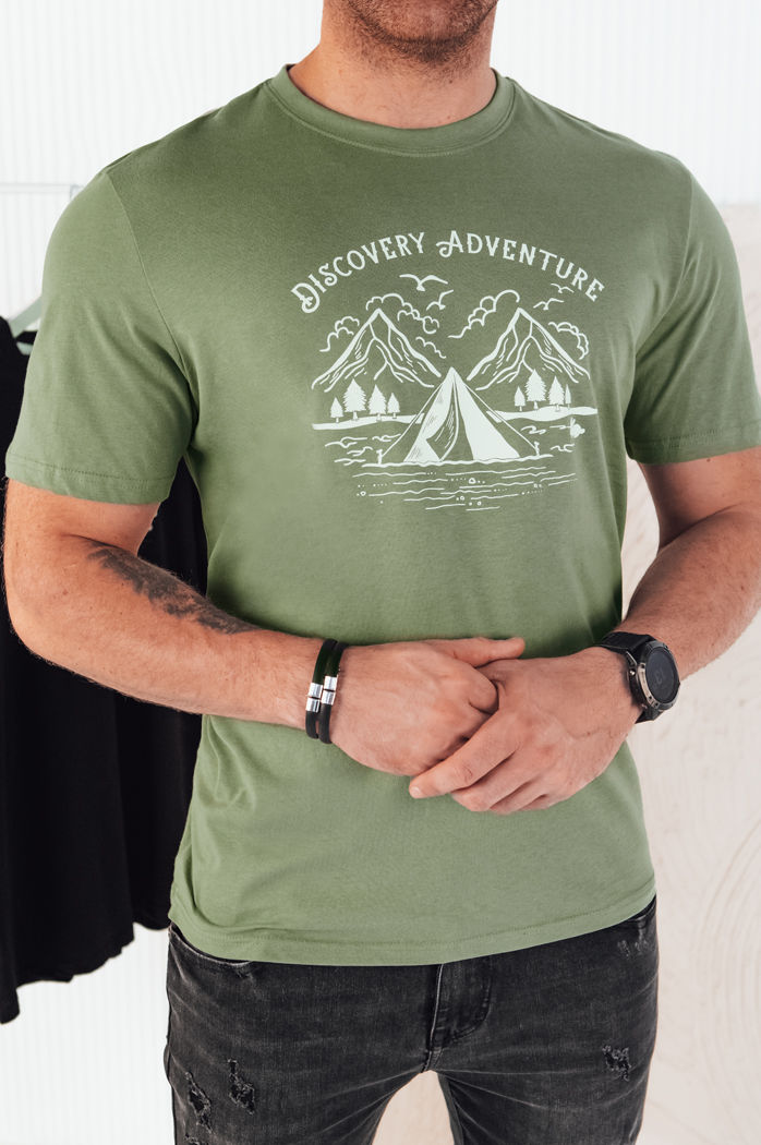 Herren T-shirt mit Aufdruck Farbe Grün DSTREET RX5414