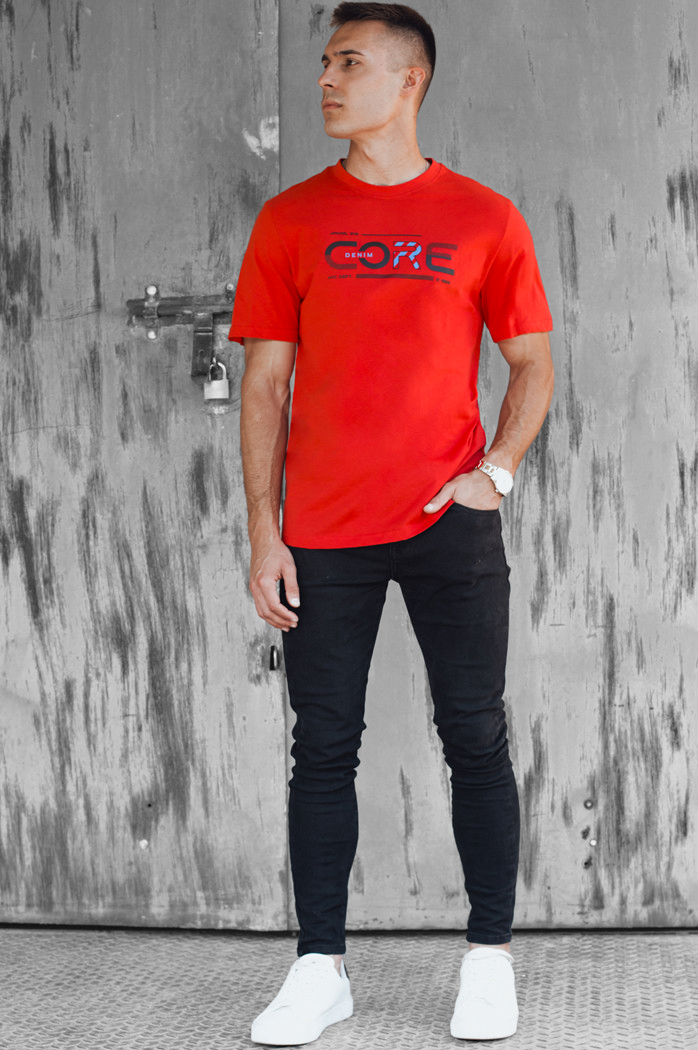 Orangefarbenes bedrucktes Herren-T-Shirt Dstreet RX5420