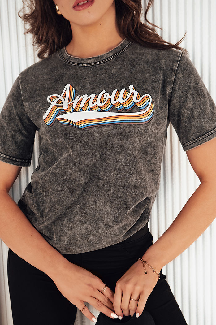 Damen T-shirt mit Aufdruck AMOURETTE Farbe Grau DSTREET RY2394