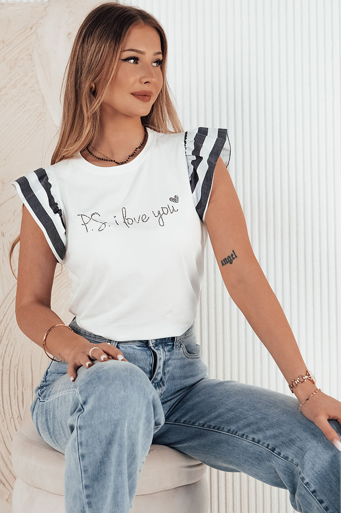 Damen T-shirt mit Aufdruck AMOURI Farbe Weiß DSTREET RY2414