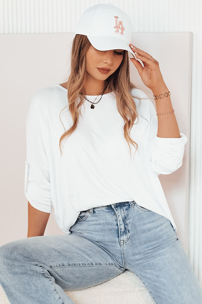 Damen Bluse mit langen Ärmeln BAFINA Farbe Weiß DSTREET RY2453