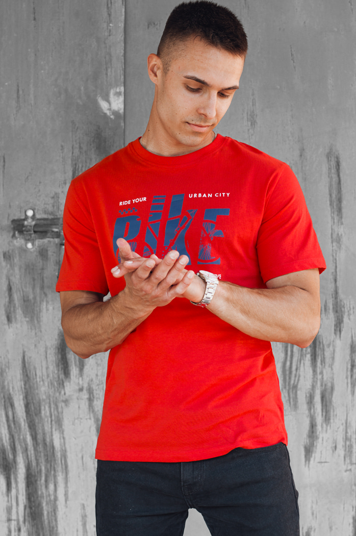 Orangefarbenes bedrucktes Herren-T-Shirt Dstreet RX5448