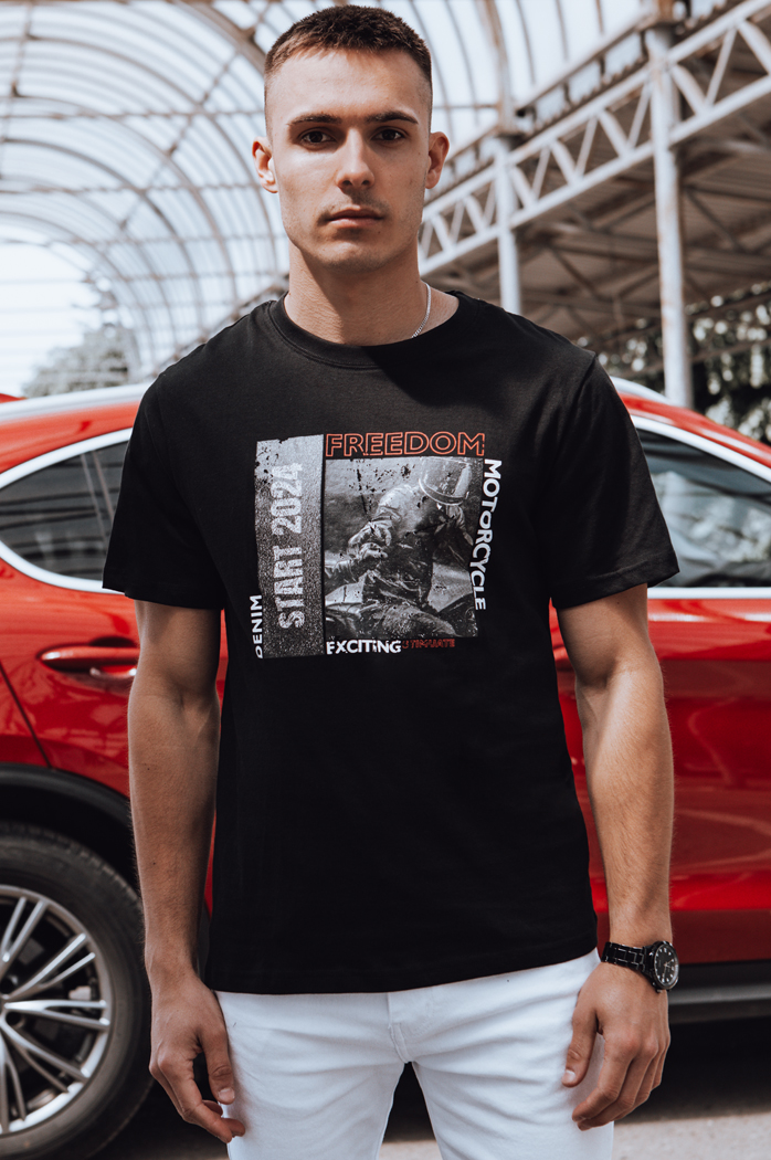 Bedrucktes Herren-T-Shirt schwarz Dstreet RX5464