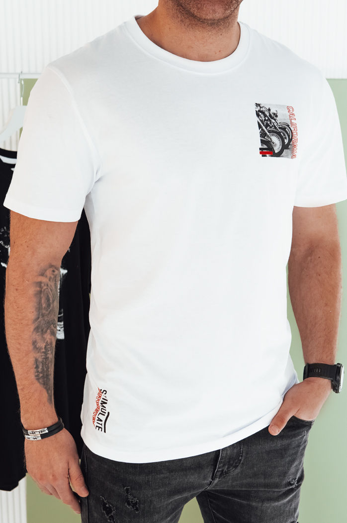 Herren T-shirt mit Aufdruck Farbe Weiß DSTREET RX5481