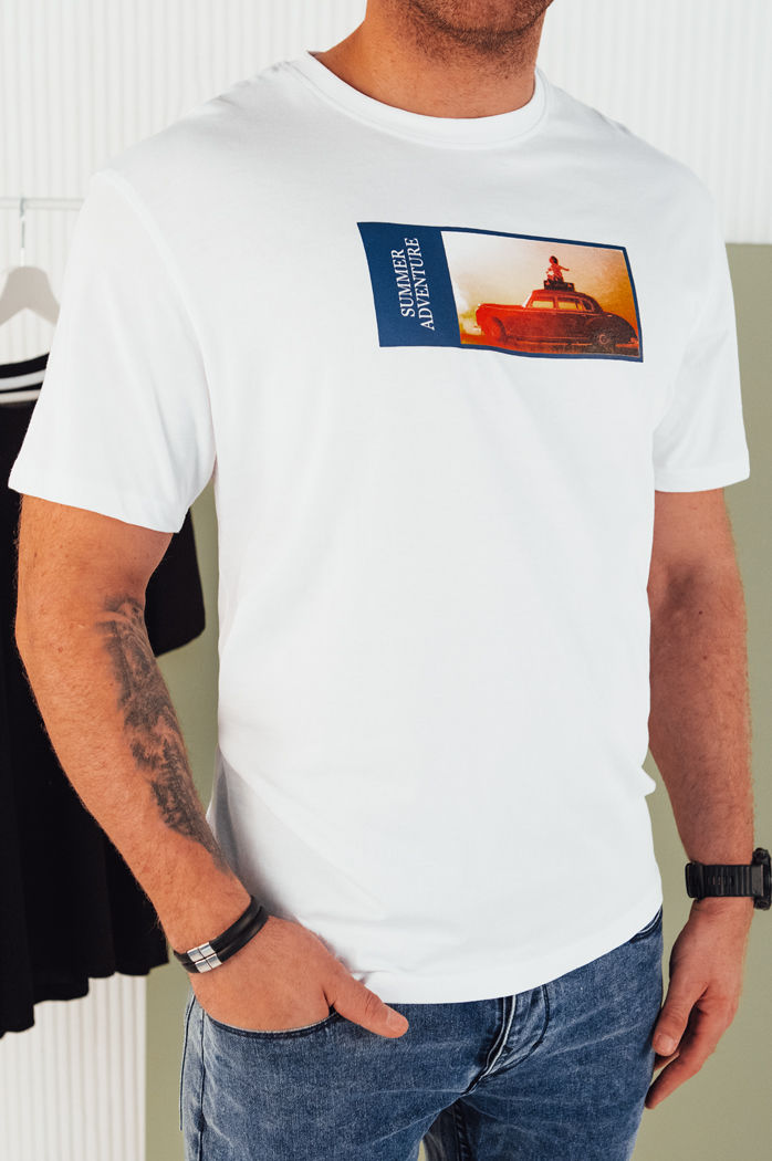 Herren T-shirt mit Aufdruck Farbe Weiß DSTREET RX5484