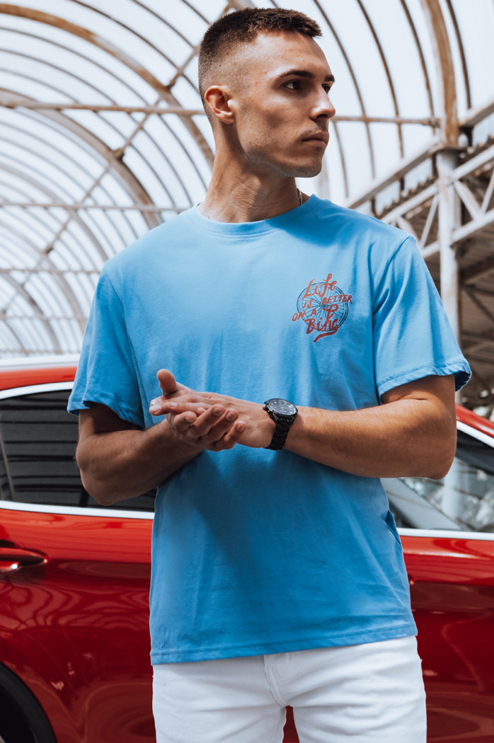 Herren T-Shirt bedruckt hellblau Dstreet RX5492