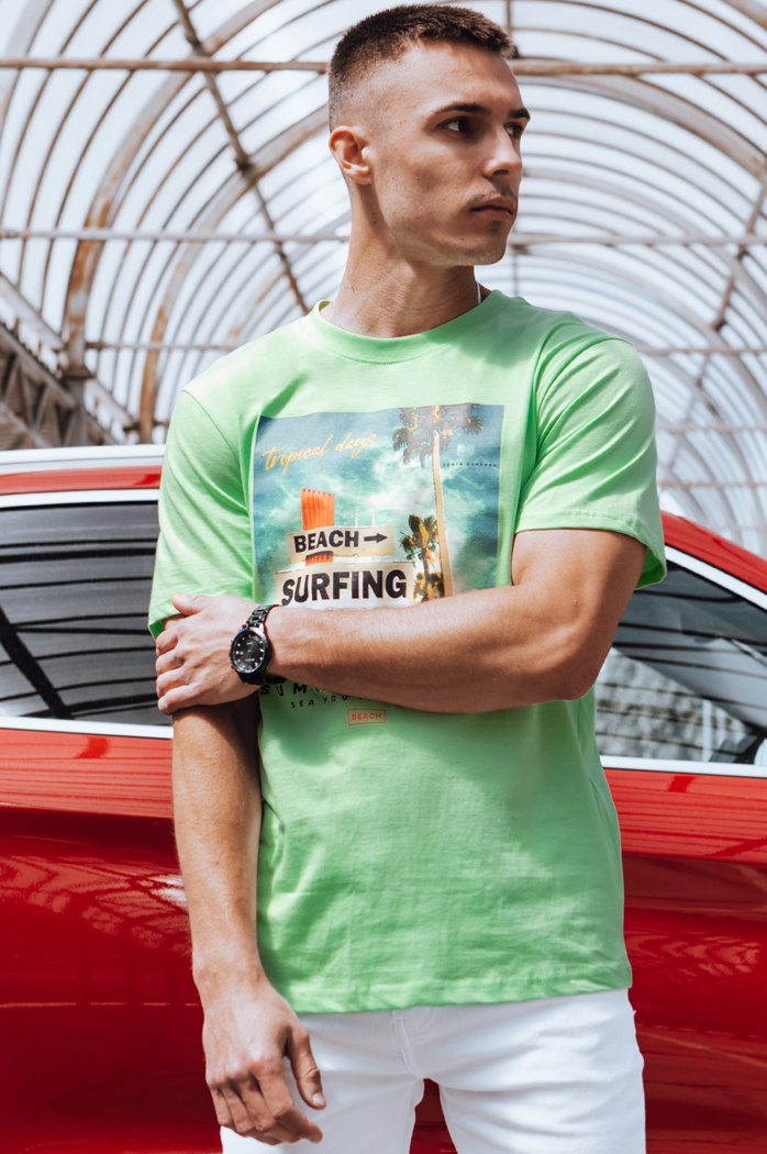 Bedrucktes grünes Herren-T-Shirt Dstreet RX5498