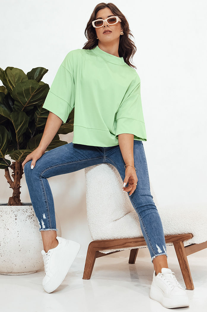 Damen Bluse mit kurze Ärmeln CHARMA Farbe Hellgrün DSTREET RY2475
