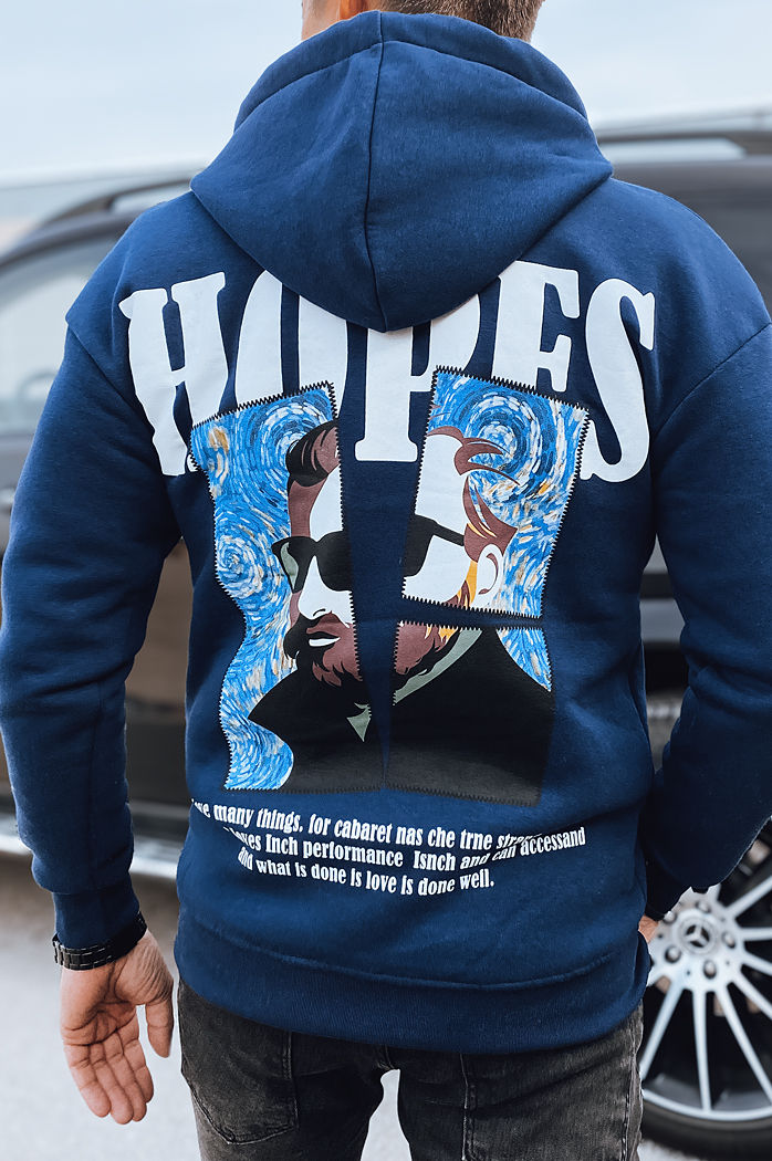 Herren Sweatshirt mit Aufdruck Farbe Dunkelblau DSTREET BX5661