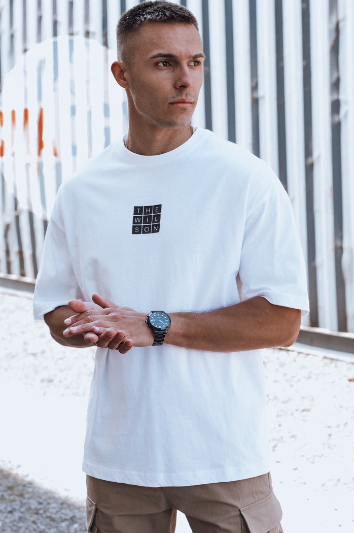 Bedrucktes Herren-T-Shirt weiß Dstreet RX5524