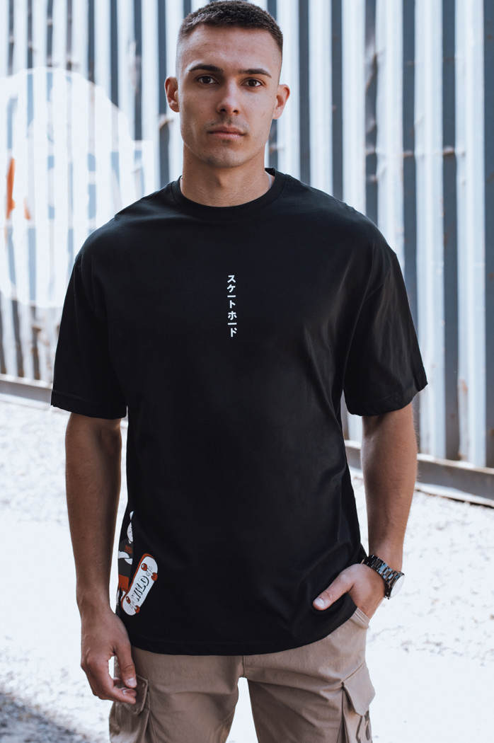 Bedrucktes Herren-T-Shirt schwarz Dstreet RX5531