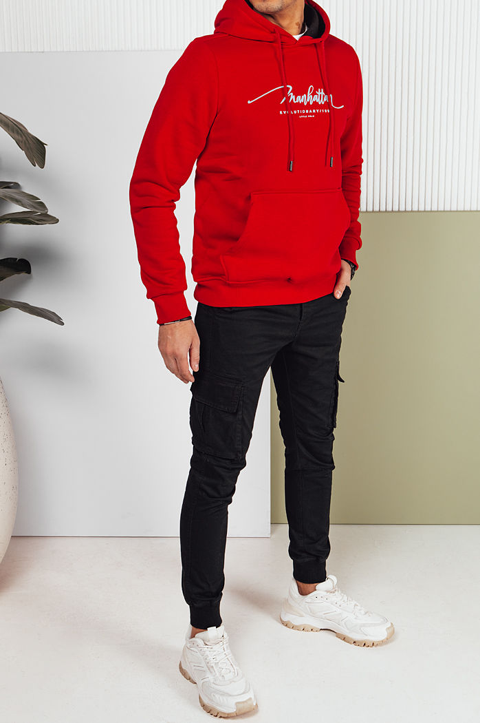 Herren Sweatshirt mit Aufdruck Farbe Rot DSTREET BX5702