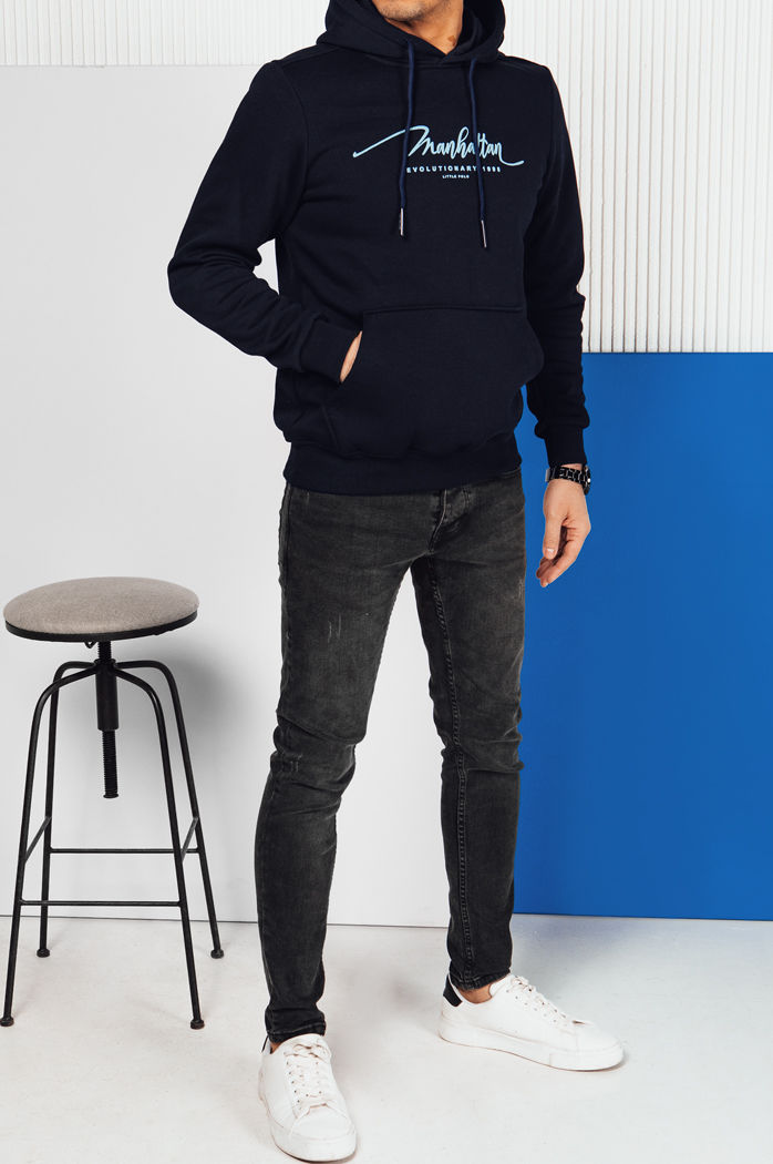 Herren Sweatshirt mit Aufdruck Farbe Dunkelblau DSTREET BX5704