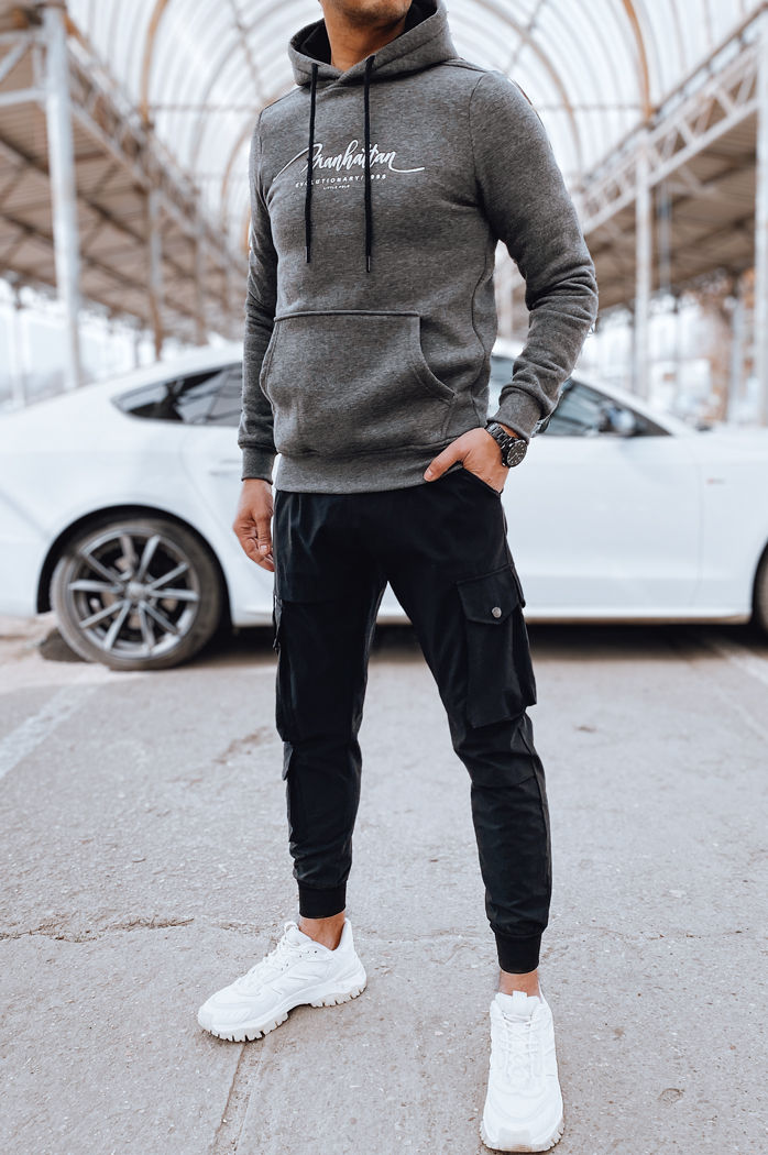 Herren Sweatshirt mit Aufdruck Farbe Anthrazit DSTREET BX5705