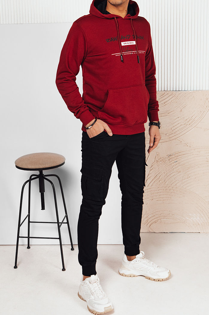 Herren Sweatshirt mit Aufdruck Farbe Weinrot DSTREET BX5707