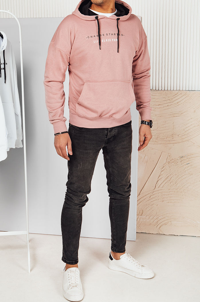 Herren Sweatshirt mit Aufdruck Farbe Rosa DSTREET BX5719