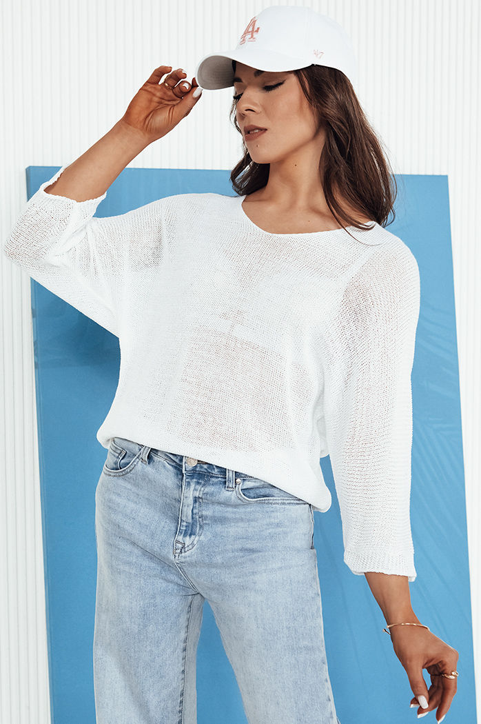 Damen Durchbrochener Pullover ANNIS Farbe Ecru DSTREET MY2333