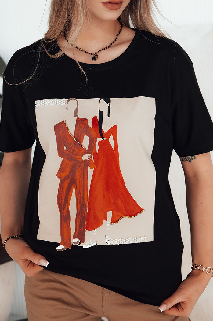 Damen T-shirt mit Aufdruck COMDI Farbe Schwarz DSTREET RY2583