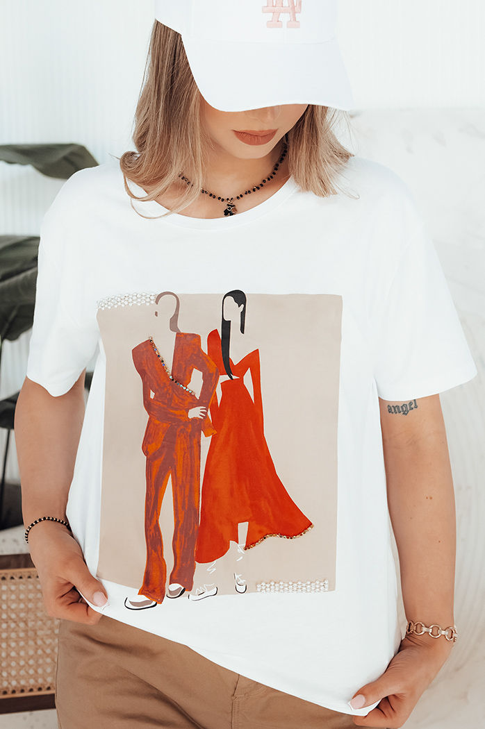 Damen T-shirt mit Aufdruck COMDI Farbe Weiß DSTREET RY2584