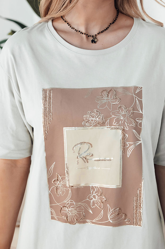 Damen T-shirt mit Aufdruck FAGOS  Farbe Grau DSTREET RY2593