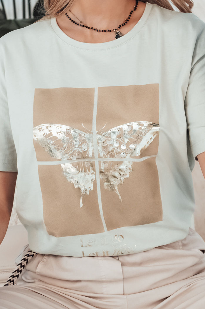 Damen T-shirt mit Aufdruck GLOWY Farbe Grau DSTREET RY2597