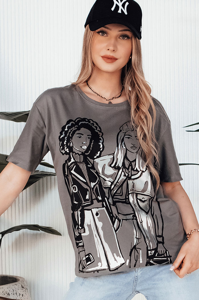 Damen T-shirt mit Aufdruck COMIS Farbe Dunkelgrau DSTREET RY2607