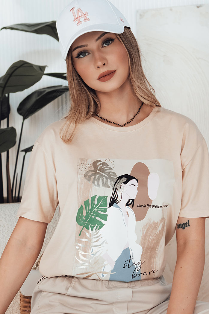 Damen T-shirt mit Aufdruck BRAVIS Farbe Pfirsichfarbe DSTREET RY2618