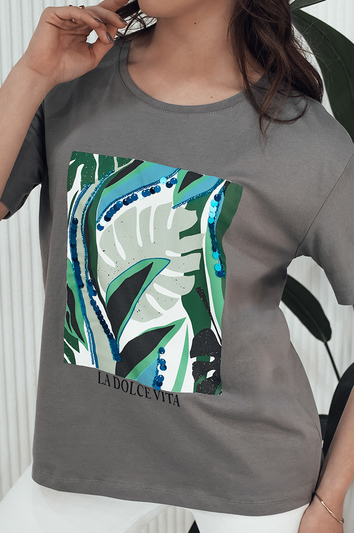 Damen T-shirt mit Aufdruck MUYUMBA Farbe Graphite DSTREET RY2619
