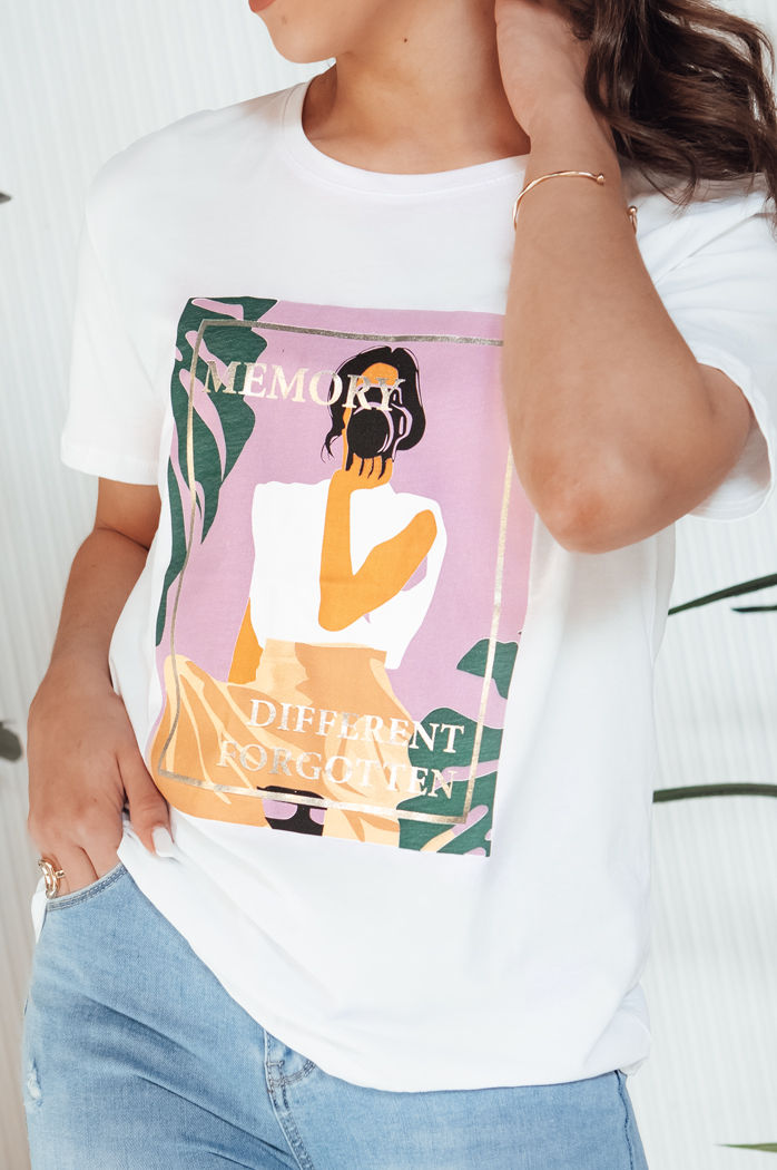 Damen T-shirt mit Aufdruck MEMORY Farbe Weiß DSTREET RY2627