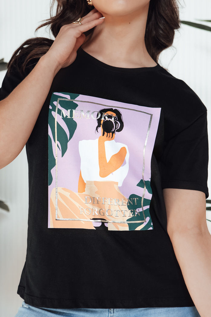 Damen T-shirt mit Aufdruck MEMORY Farbe Schwarz DSTREET RY2628