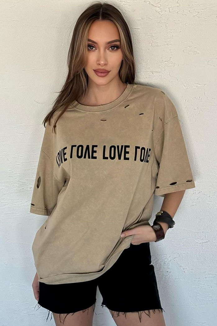 Bedrucktes Damen-T-Shirt BONGANIR beige Dstreet RY2635