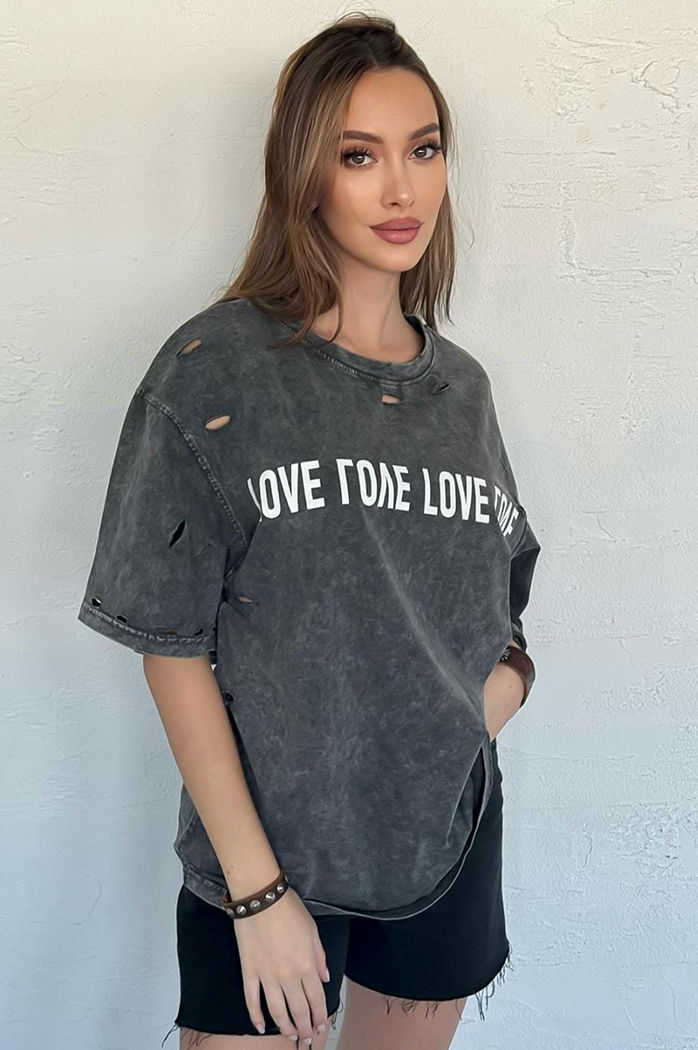 Bedrucktes Damen-T-Shirt BONGANIR graphit Dstreet RY2636