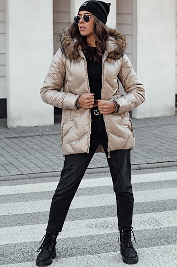 Damen CLASSIQ Winter Steppjacke mit Kapuze camel Dstreet TY4625