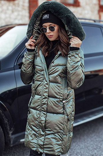 Damen ULTRAWAY gesteppte Winterjacke mit Kapuze grün Dstreet TY4754