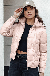 Damen FASHWARM kurze Steppjacke mit Kapuze rosa Dstreet TY4641