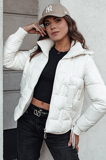 Damen FASHWARM kurze Steppjacke mit Kapuze weiß Dstreet TY4637