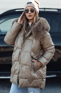 Damen FROSTYFIT gesteppte Winterjacke mit Kapuze beige Dstreet TY4676