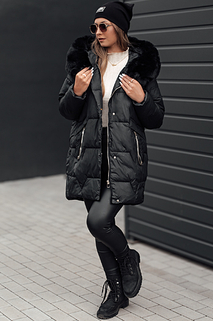 Damen FROSTYFIT gesteppte Winterjacke mit Kapuze schwarz Dstreet TY4675