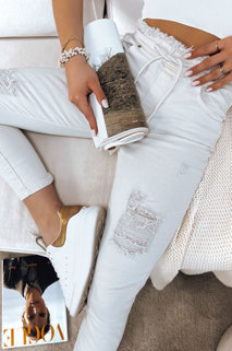 Damen Jeans mit Löchern MAYO Farbe Hellbeige DSTREET UY1378