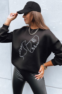 Damen Sweatshirt ohne Kapuze FACE Farbe Schwarz DSTREET BY1215