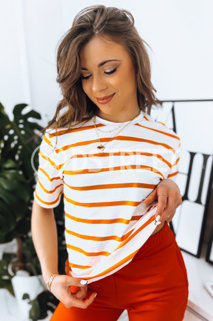 Damen-T-Shirt gestreift FABULOUS MOMENT Farbe Orange DSTREET RY2151
