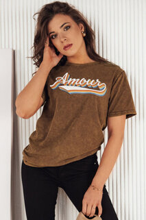 Damen T-shirt mit Aufdruck AMOURETTE Farbe Braun DSTREET RY2395