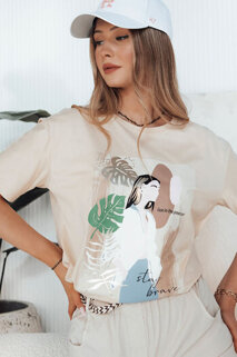 Damen T-shirt mit Aufdruck BRAVIS Farbe Pfirsichfarbe DSTREET RY2618