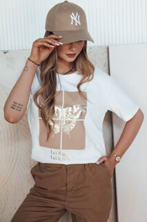 Damen T-shirt mit Aufdruck GLOWY Farbe Weiß DSTREET RY2596