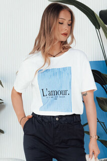 Damen T-shirt mit Aufdruck LAMOUR Farbe Weiß DSTREET RY2587