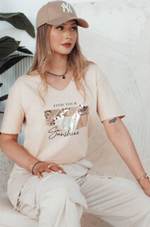 Damen T-shirt mit Aufdruck SUNSHINE  Farbe Pfirsichfarbe DSTREET RY2626