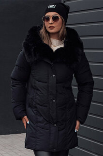 Damen Winterjacke MORISIO lang gesteppt mit Kapuze schwarz Dstreet TY4702