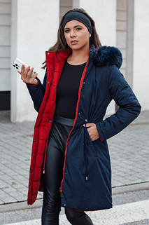 Damen Winterjacke TRENDNEL lang gesteppt mit Fell navy blau Dstreet TY4590