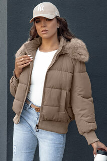 Gesteppte Damen-Winterjacke mit Fell COLDPACK camel Dstreet TY4427